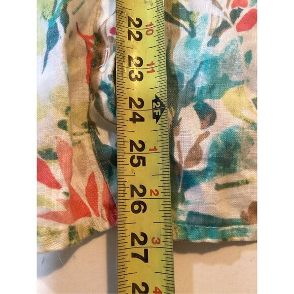 JM Collection 100% Linen Button Down Shirt Sz 14 Floral - Picture 8 of 8